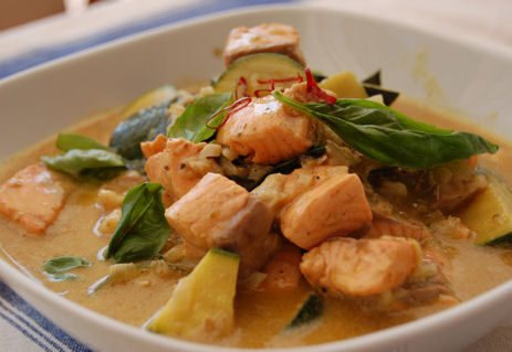 Vörös thai lazac-curry